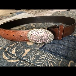 Pink rhinestone leather belt